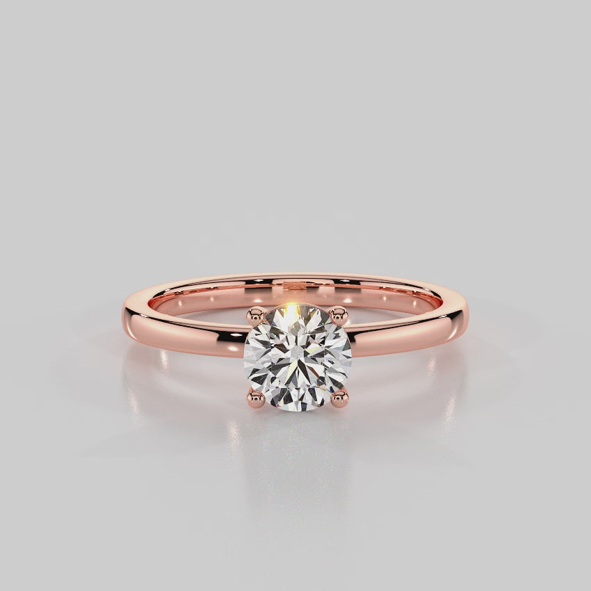 "Classic Infusion” Solitaire Engagement Ring With Round Cut Diamond — R1002