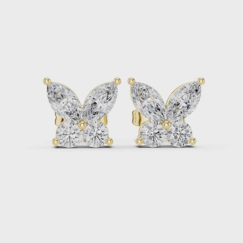 Classic Diamond Butterfly Stud Earrings - E1122