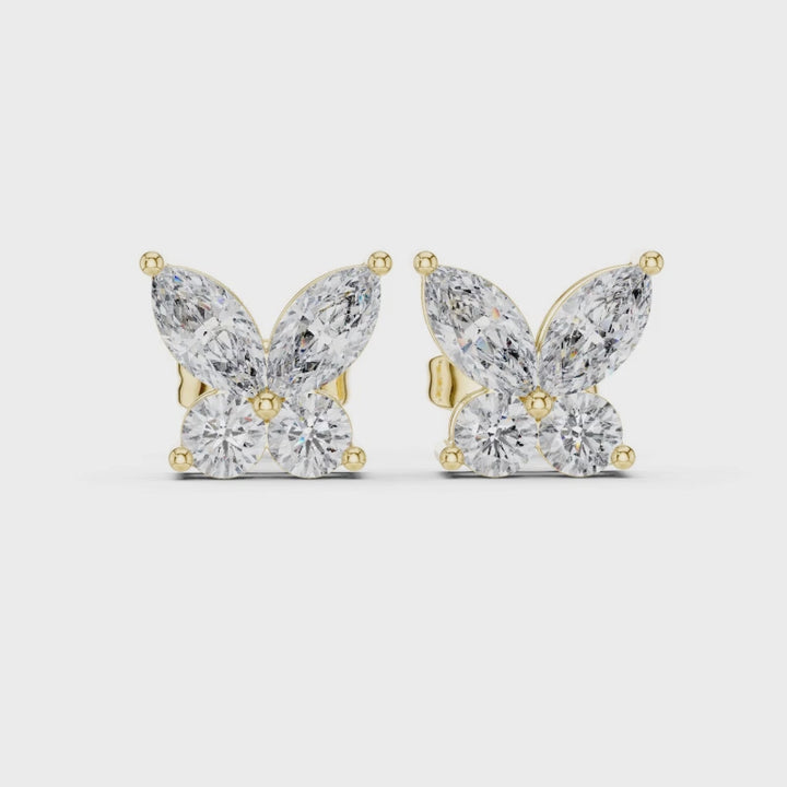 Classic Diamond Butterfly Stud Earrings - E1122