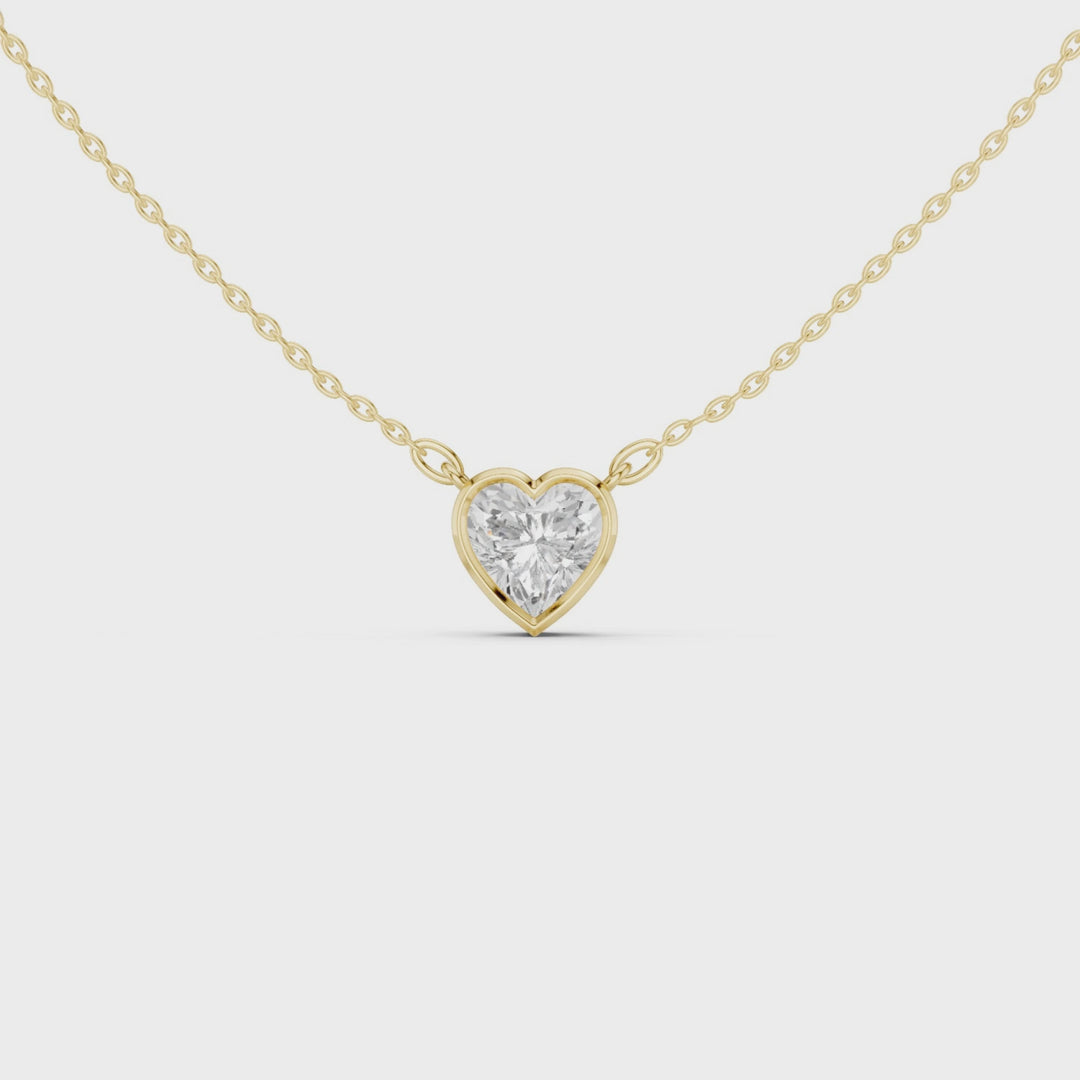 Heart Cut Diamond Bezel Solitaire Pendant - P1135HT