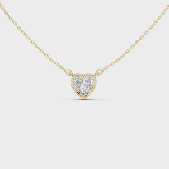 Heart Cut Diamond Bezel Solitaire Pendant - P1135HT