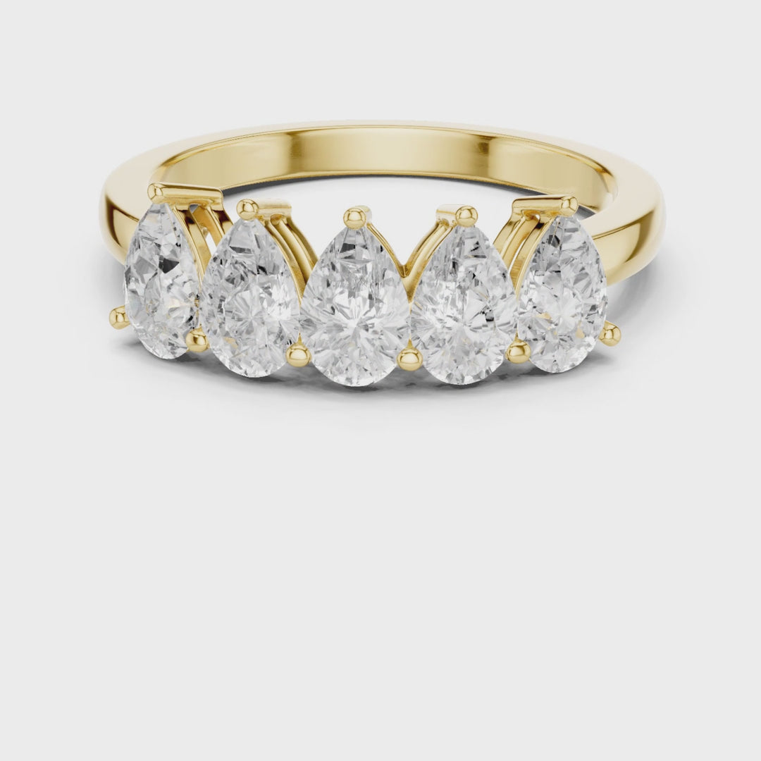 Five Stone Pear 1.25 ctw Diamond Band - B1145
