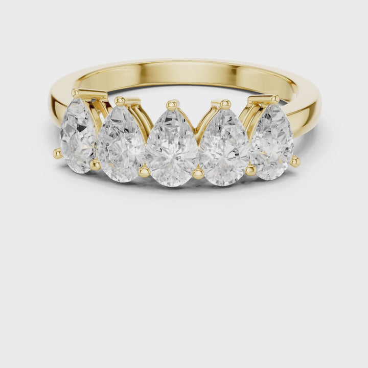 Five Stone Pear 1.25 ctw Diamond Band - B1145