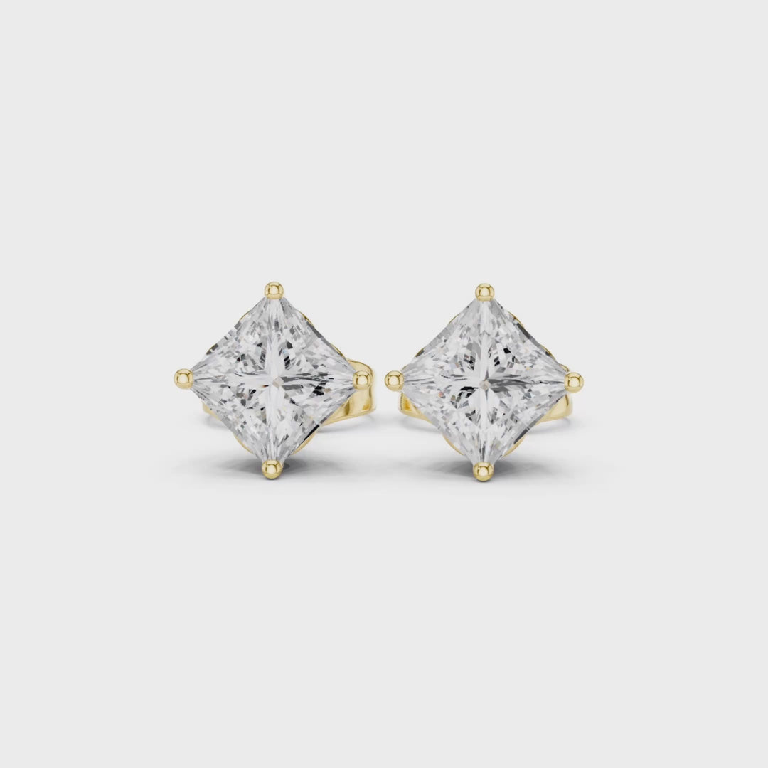 Princess Cut Diamond Stud Earrings - E1142
