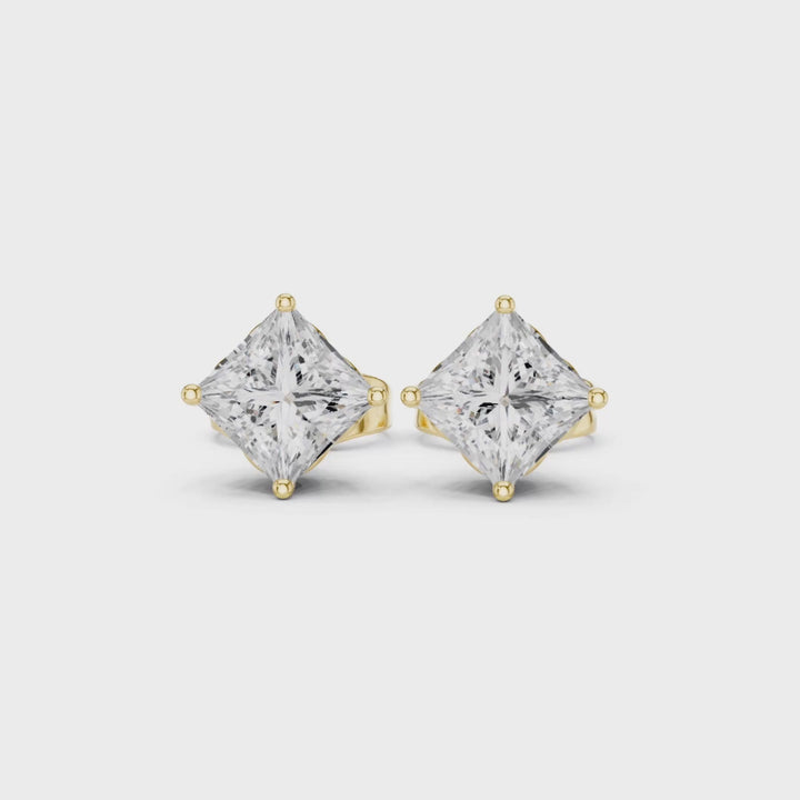 Princess Cut Diamond Stud Earrings - E1142