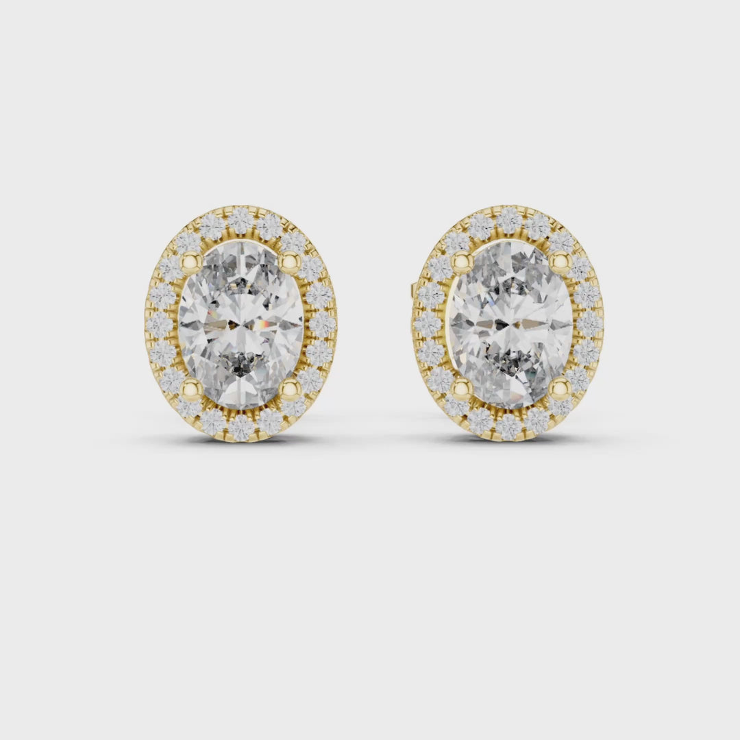 Oval 1.20 ctw Diamond Halo Stud Earrings - E1140
