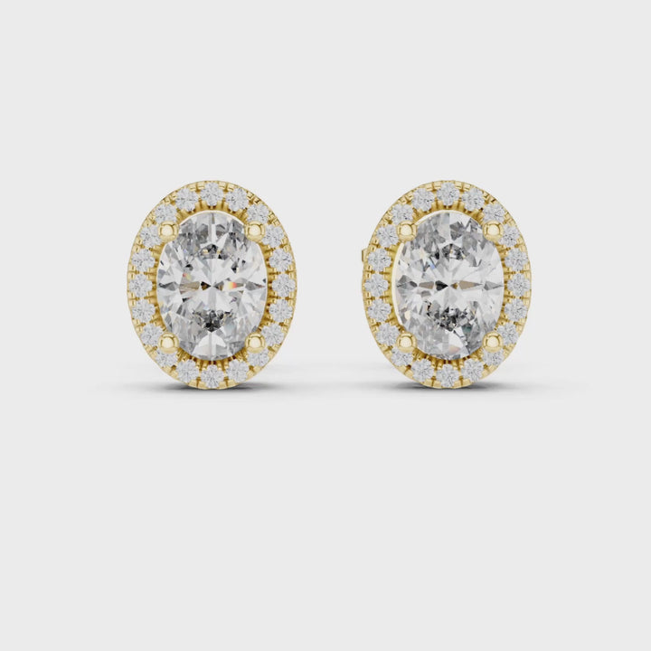 Oval 1.20 ctw Diamond Halo Stud Earrings - E1140