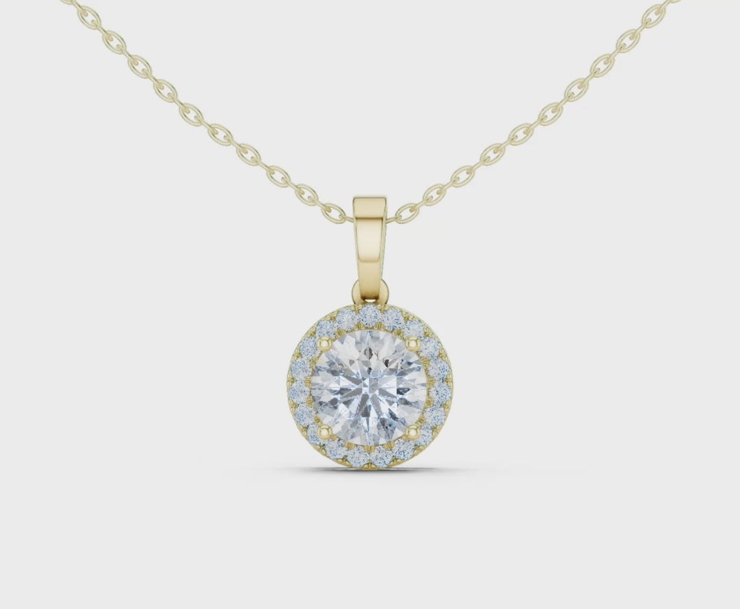 Round Halo Lab 2.1 ctw Diamond Necklace - P1129