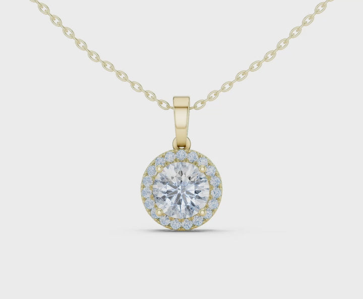 Round Halo Lab 2.1 ctw Diamond Necklace - P1129