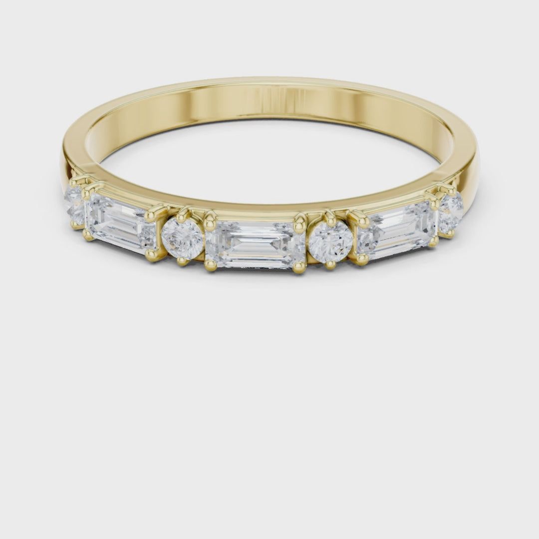 Baguette & Round 0.36 ctw Diamond Prong Band - B1165