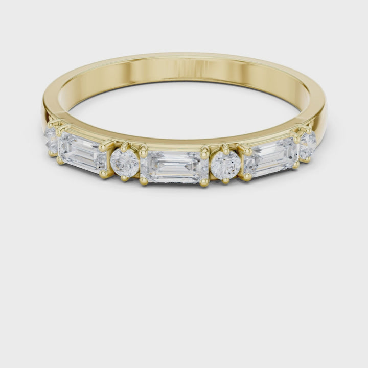 Baguette & Round 0.36 ctw Diamond Prong Band - B1165