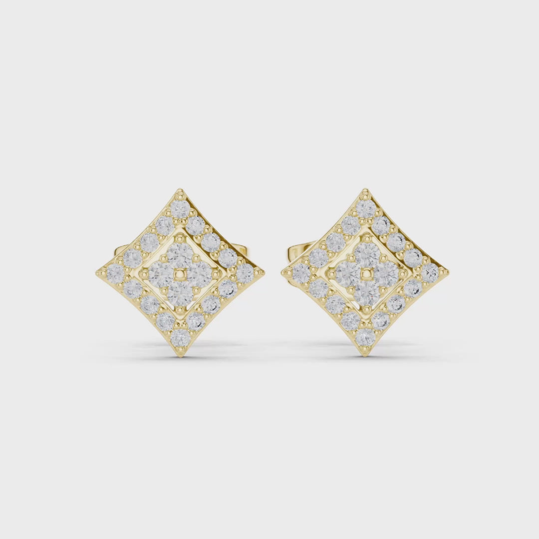 Round Diamond Rhombus Stud Earrings - E1157
