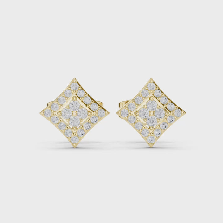 Round Diamond Rhombus Stud Earrings - E1157