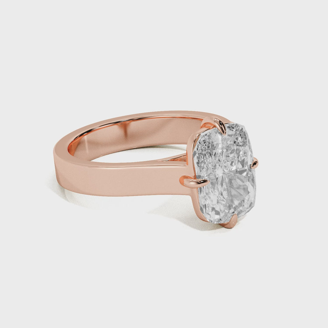 Serene Cathedral Compass Prongs Elongated Cushion Diamond Engagement Ring