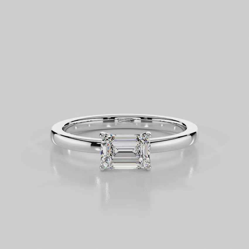 Classic Romance Solitaire East-West Engagement Ring - R1009