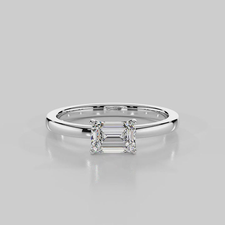 Classic Romance Solitaire East-West Engagement Ring - R1009