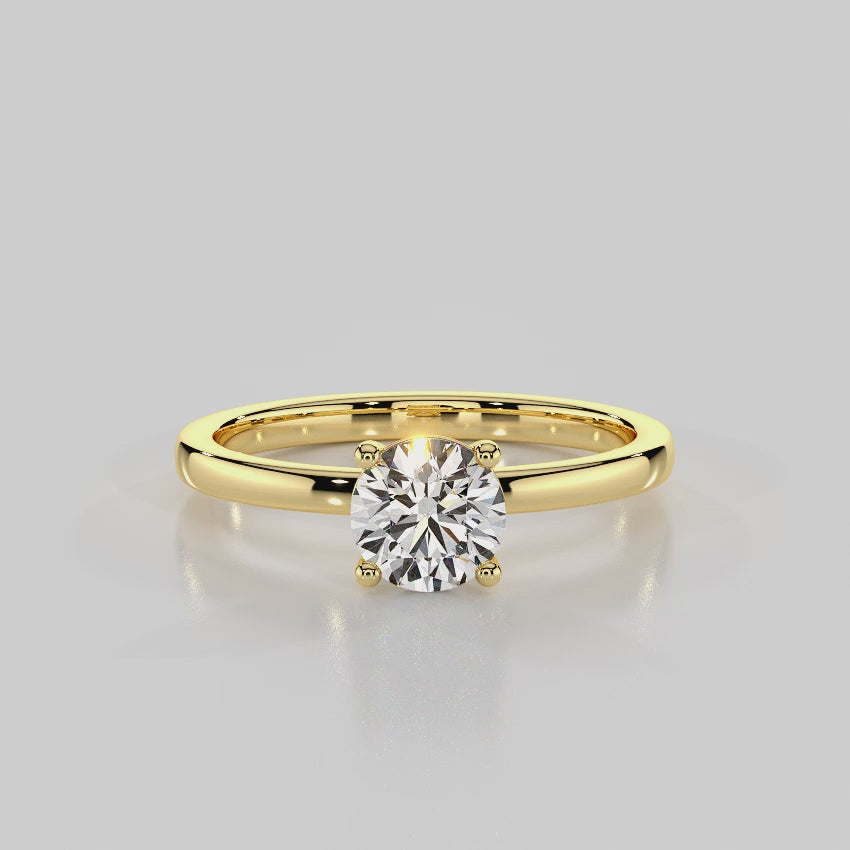 "Classic Infusion” Solitaire Engagement Ring With Round Cut Diamond — R1002