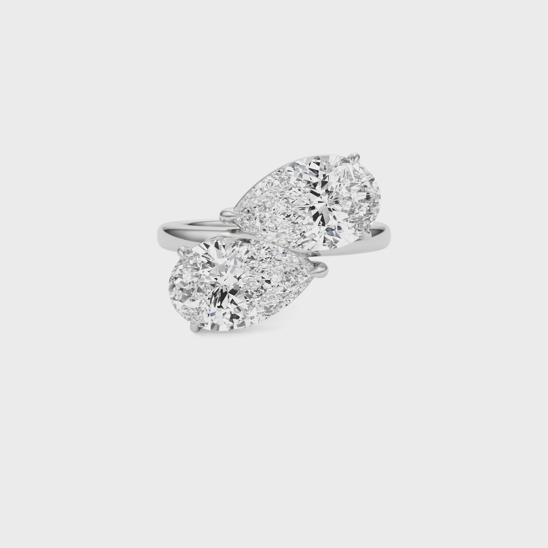 Toi et Moi Pear-Shaped 4 Ctw Ring - R1044