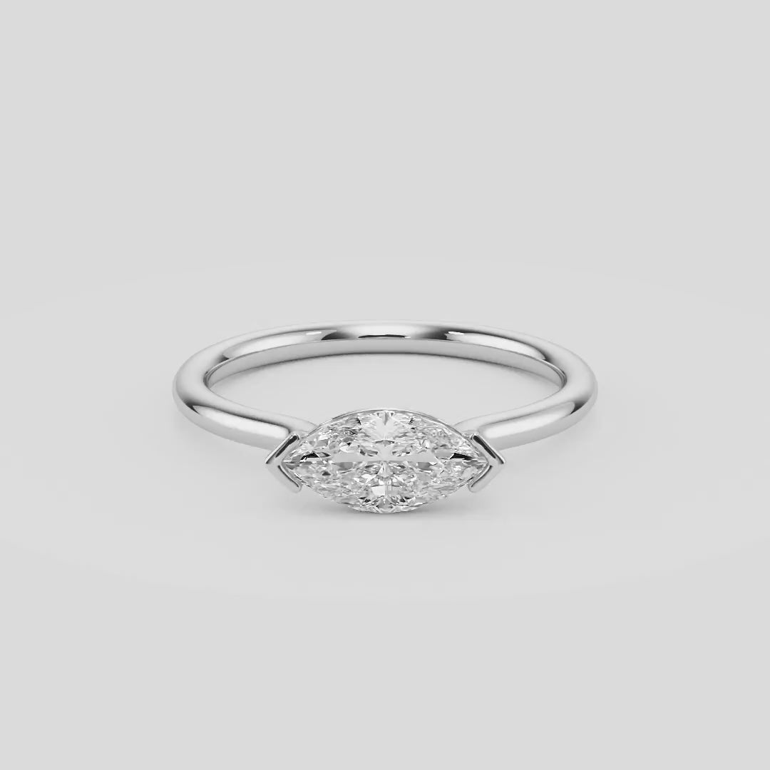 Marquise Mirage East-West Half Bezel Engagement Ring - R1013