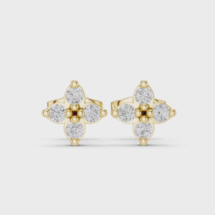 Clover Cluster 0.24 ctw Diamond Stud Earrings - E1155