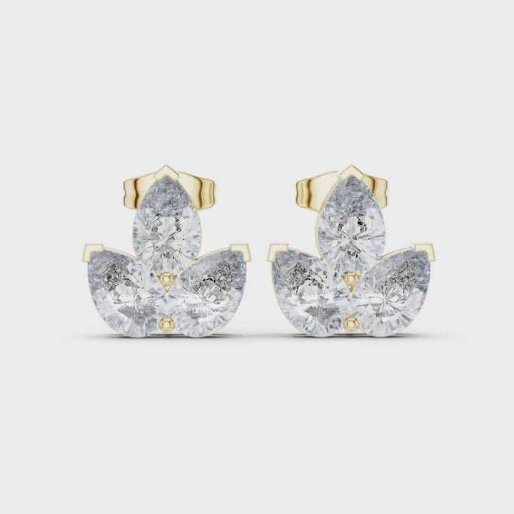 Pear Shape 3.90 ctw Diamond Petal Stud Earrings - E1147