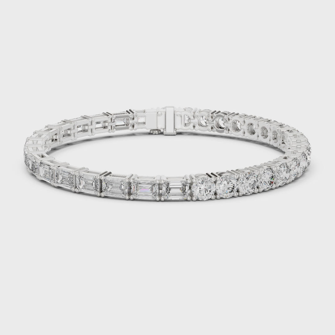 Emerald & Round 12.6 ctw Lab Diamond Tennis Bracelet- BC124