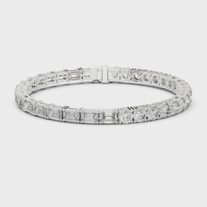 Emerald & Round 12.6 ctw Lab Diamond Tennis Bracelet- BC124