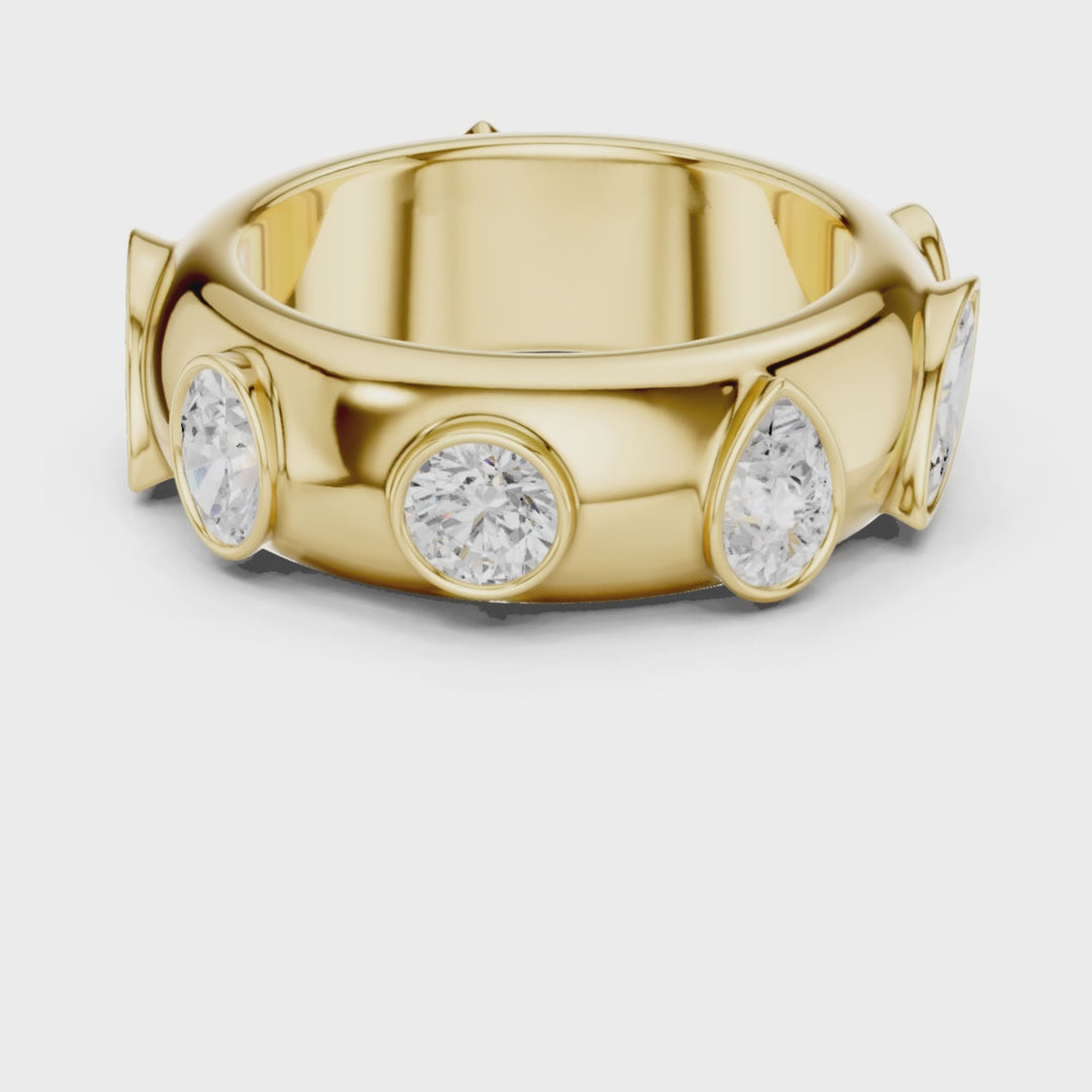 Mixed Shape Bezel Set 2.33 ctw Diamond Band - B1170