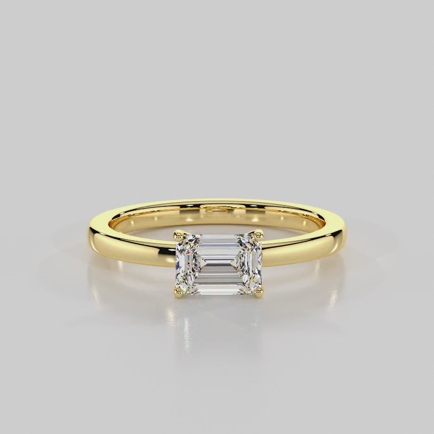 Classic Romance Solitaire East-West Engagement Ring - R1009
