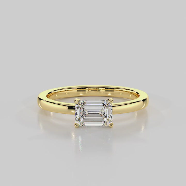 Classic Romance Solitaire East-West Engagement Ring - R1009