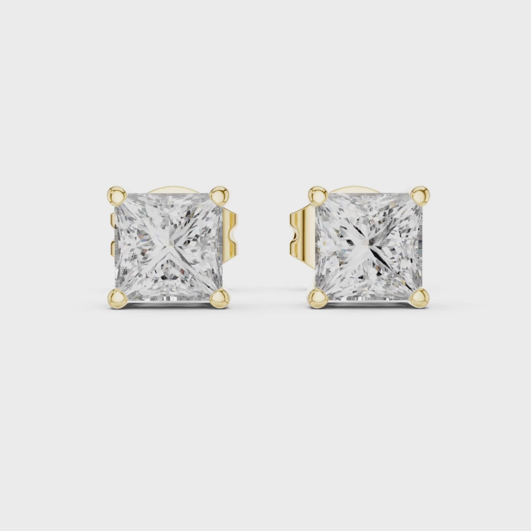Princess Cut 1.00 ctw Diamond Stud Earrings - E1139