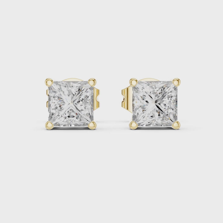 Princess Cut 1.00 ctw Diamond Stud Earrings - E1139