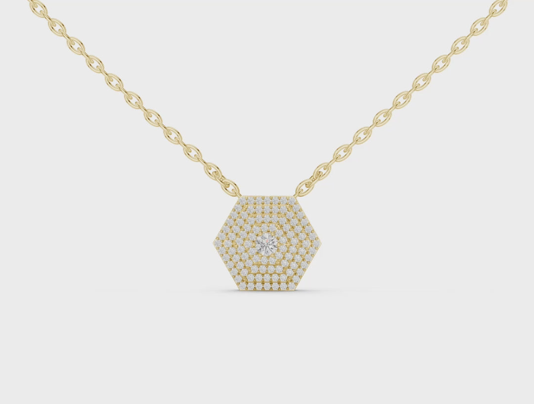 Hexagon Diamond Pendant Necklace - P1131