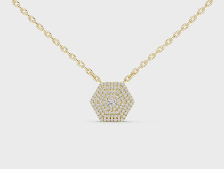 Hexagon Diamond Pendant Necklace - P1131