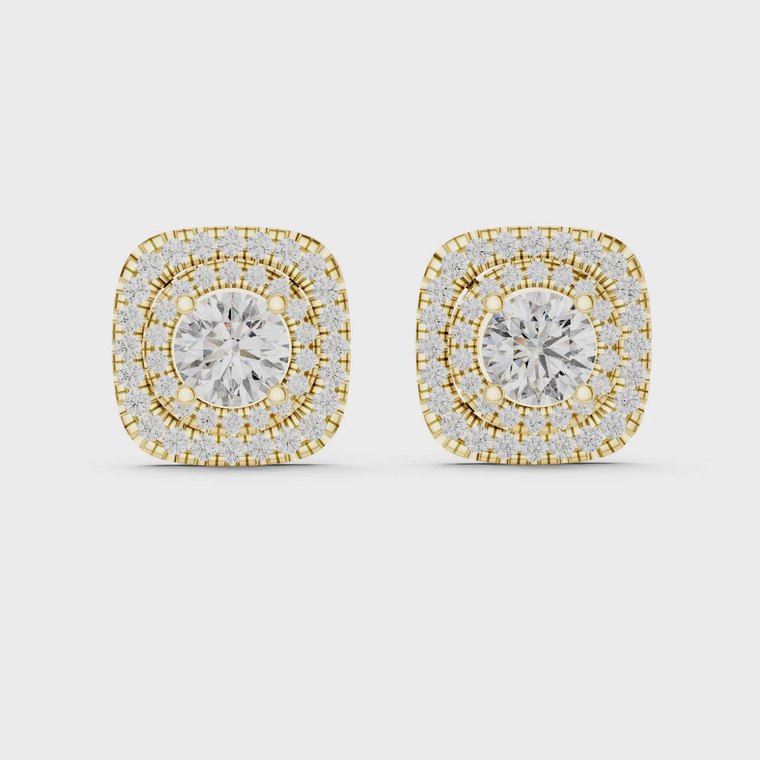 Square Halo 3.88 ctw Diamond Stud Earrings - E1130