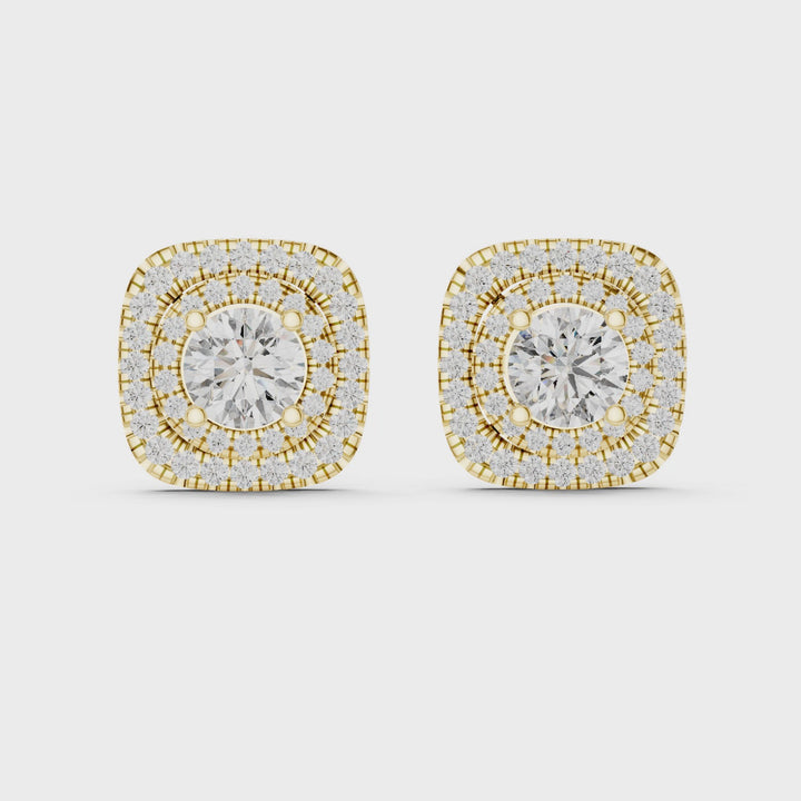 Square Halo 3.88 ctw Diamond Stud Earrings - E1130
