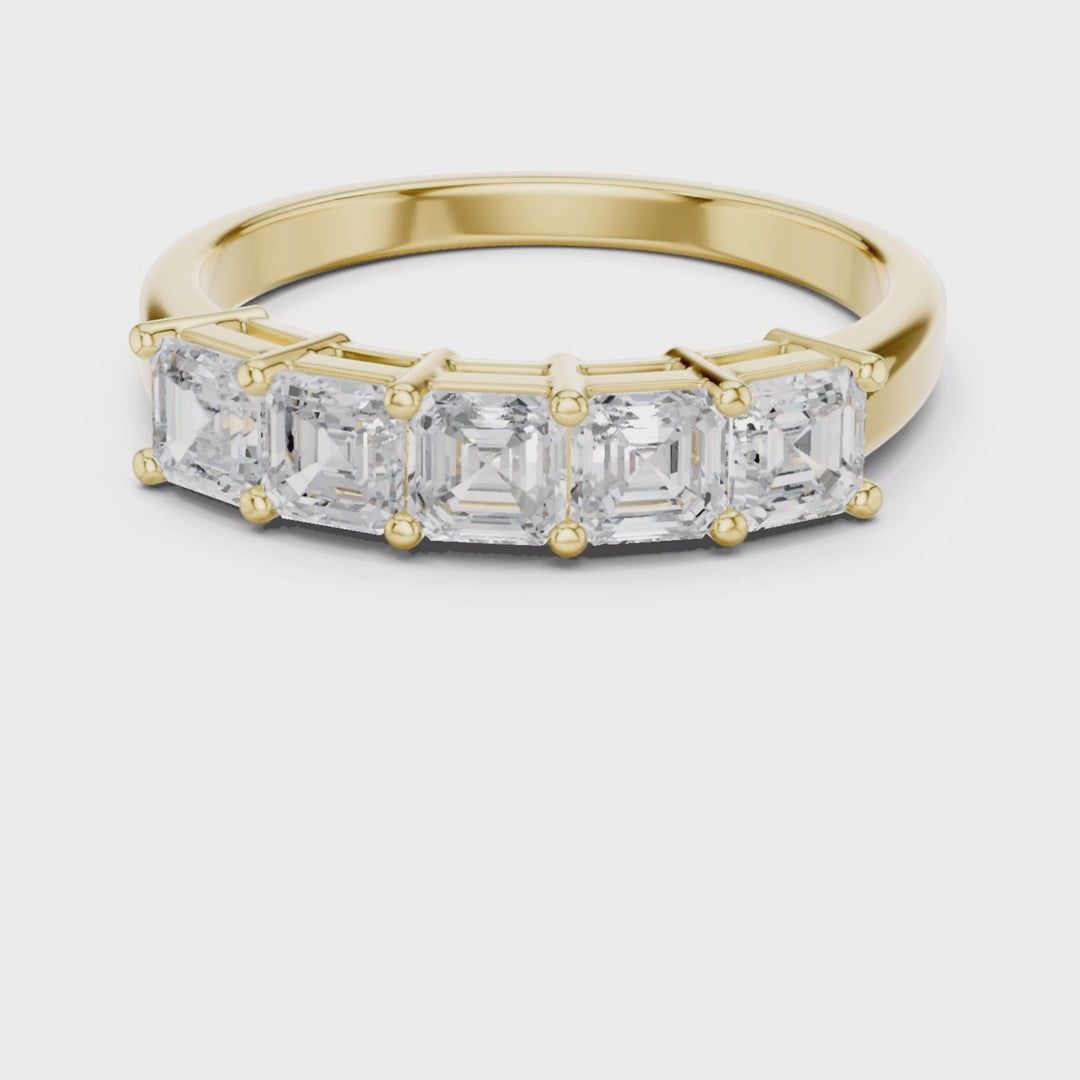 Five Stone Square Emerald Cut 1.11 ctw Diamond Band - B1150