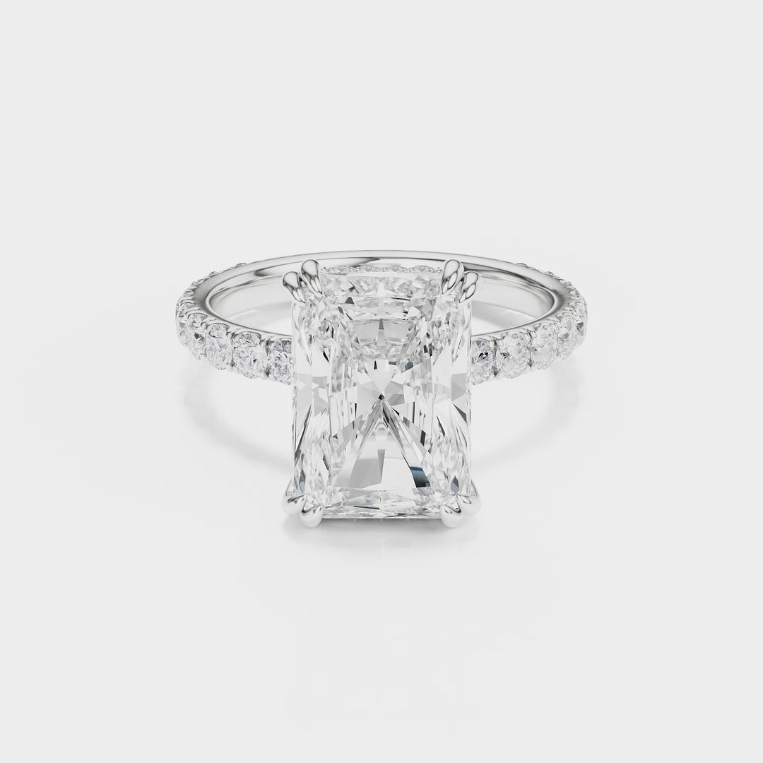 Lumière Radiant Cut Diamond Pavé Engagement Ring - R1272