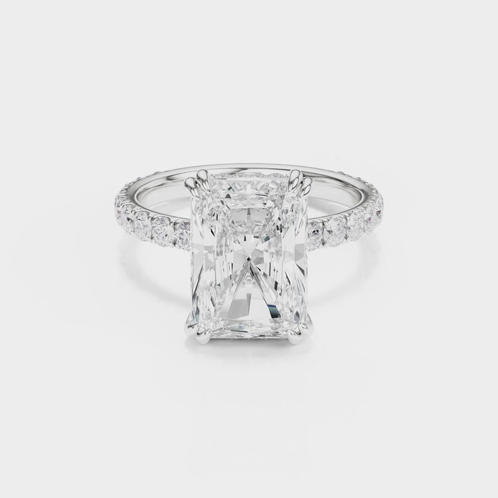 Lumière Radiant Cut Diamond Pavé Engagement Ring - R1272