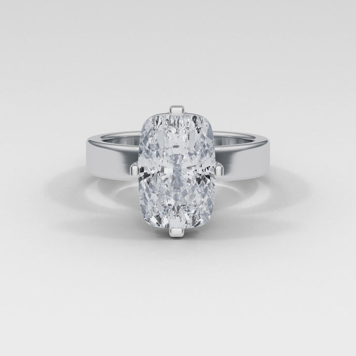 Elongated Cushion Solitaire Ring - R1028