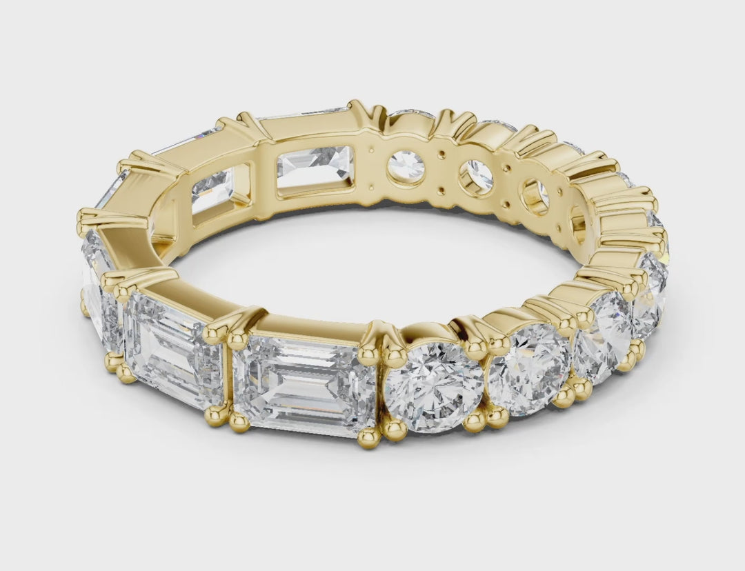 Emerald & Round 4.1 ctw Diamond Eternity Band - B1129