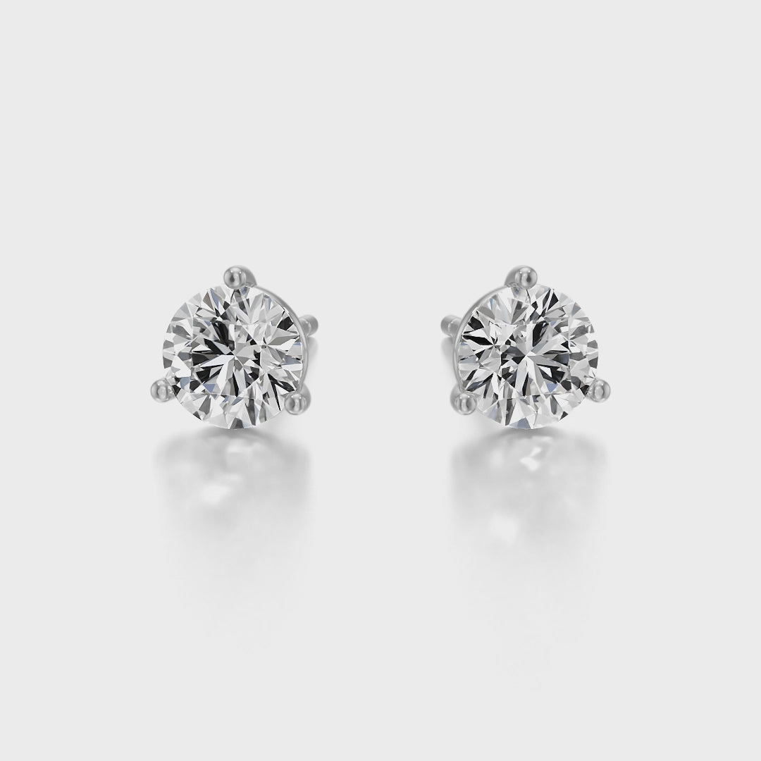 Classic 3 Prong Solitaire Stud Earrings - E1106