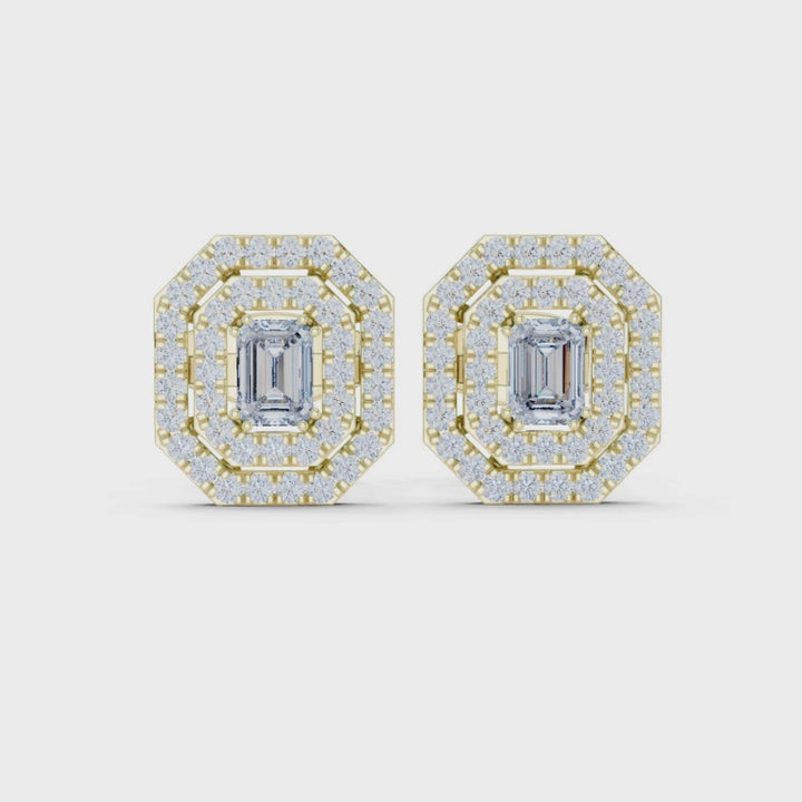 Double Halo Diamond Stud Earrings - E1116
