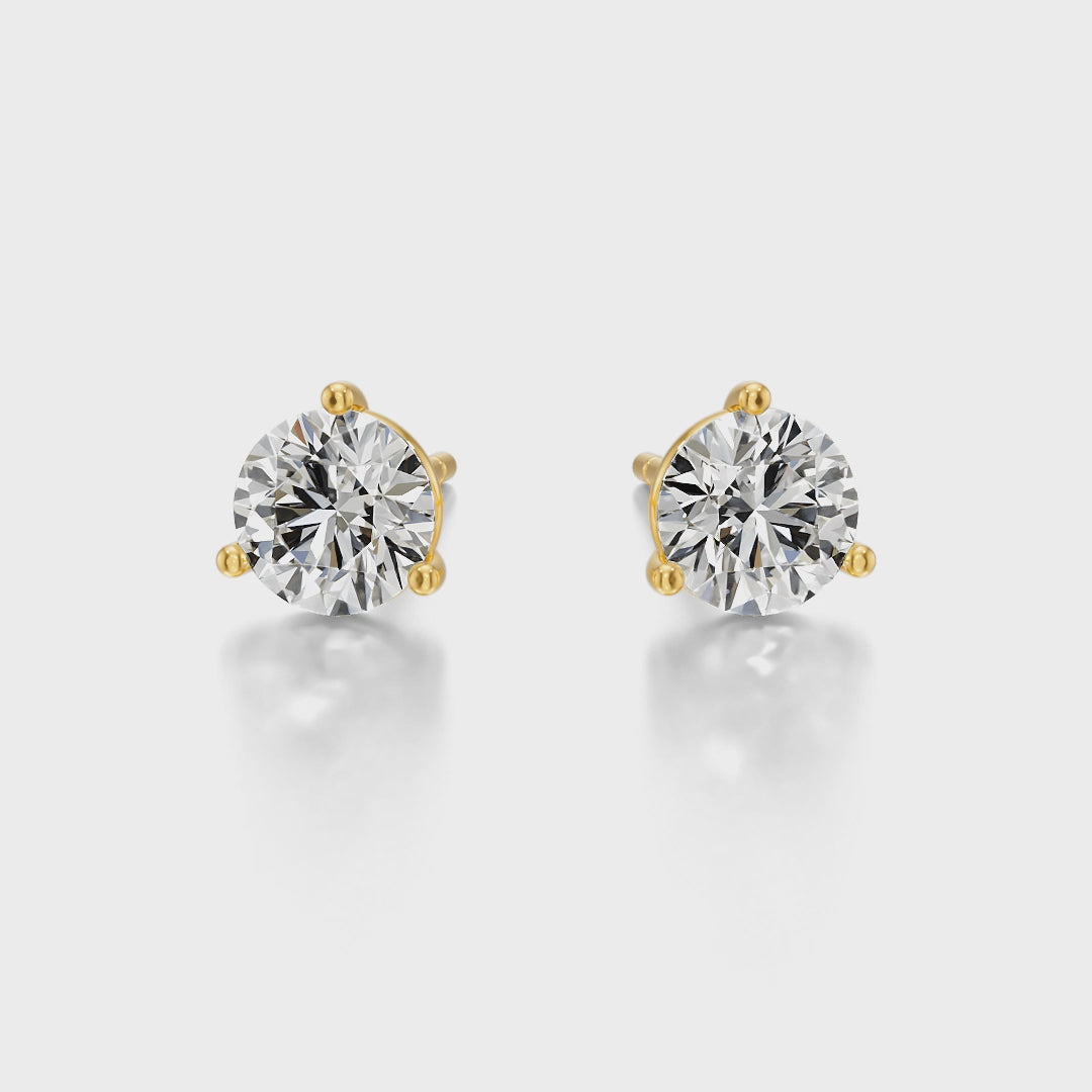 Classic 3 Prong Solitaire Stud Earrings - E1106