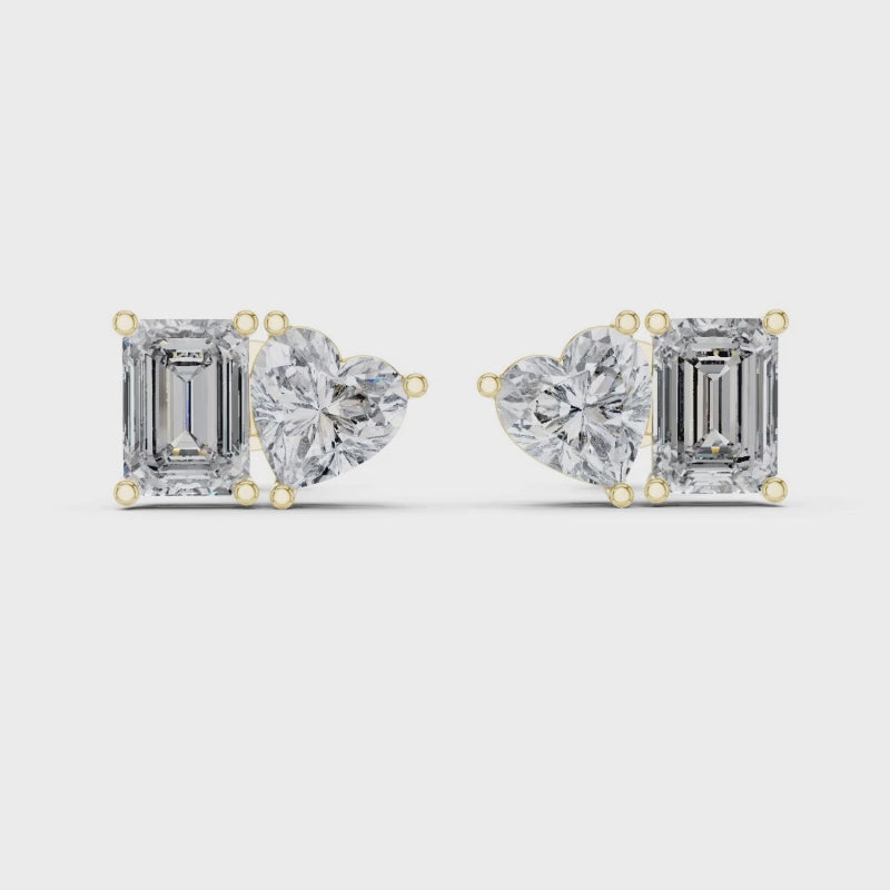Emerald Heart Toi et Moi Stud Earrings - E1115