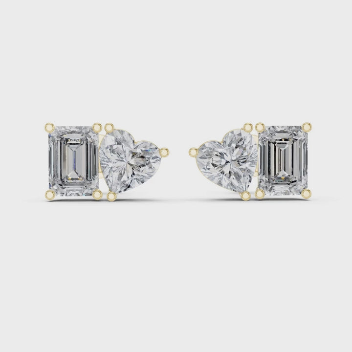 Emerald Heart Toi et Moi Stud Earrings - E1115