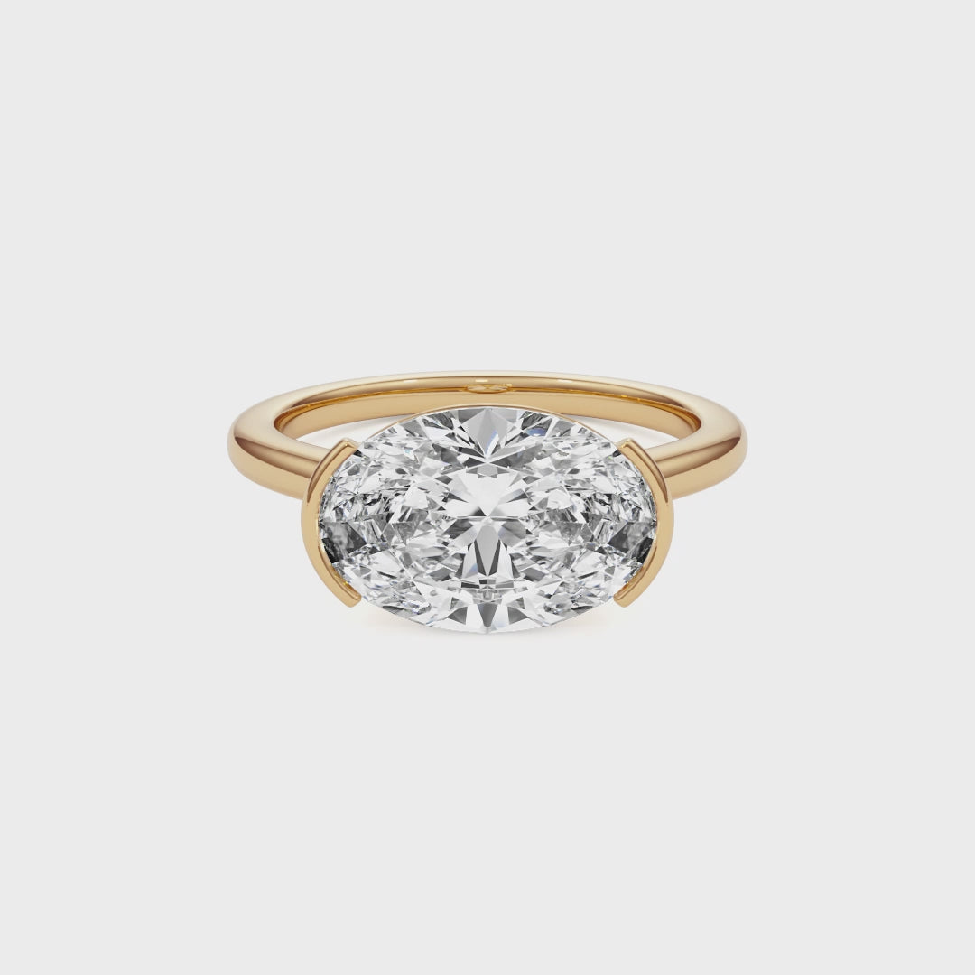 Adore Half Bezel Oval Diamond Engagement Ring - R1048