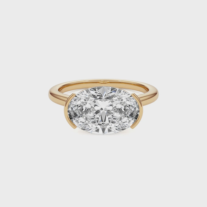 Adore Half Bezel Oval Diamond Engagement Ring - R1048