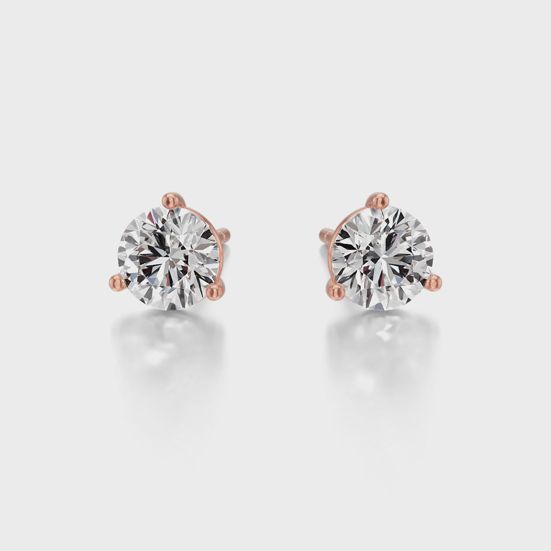 Classic 3 Prong Solitaire Stud Earrings - E1106