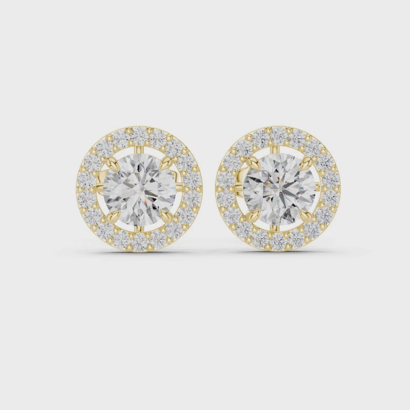 Classic Halo Diamond Stud Earrings - E1119
